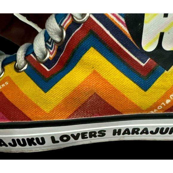 Harajuku Lovers Rainbow ZigZag Sneakers Hi Top Women's Size 6 Medium Funky&Fun - Picture 8 of 9